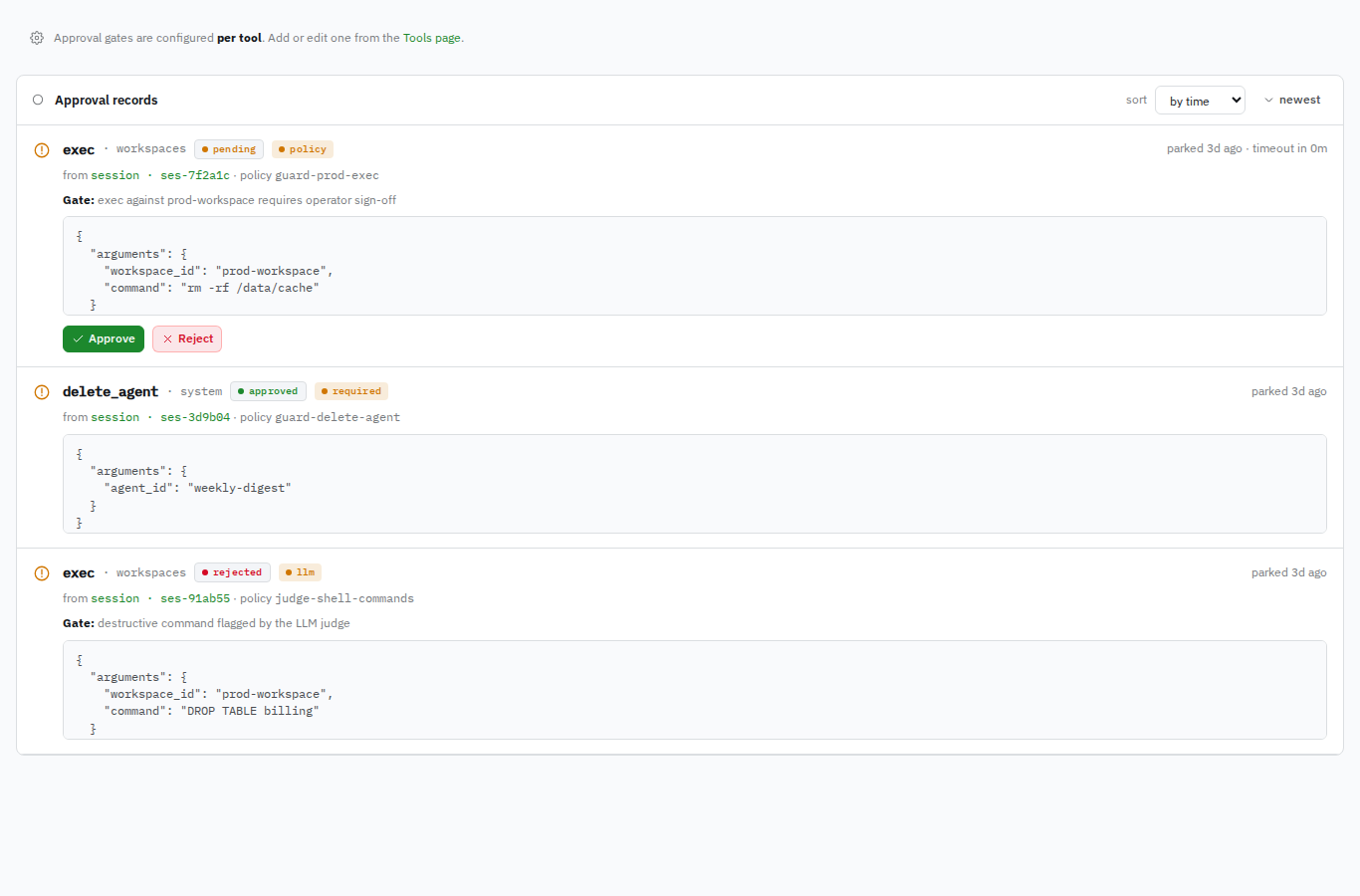 approvals (live component)